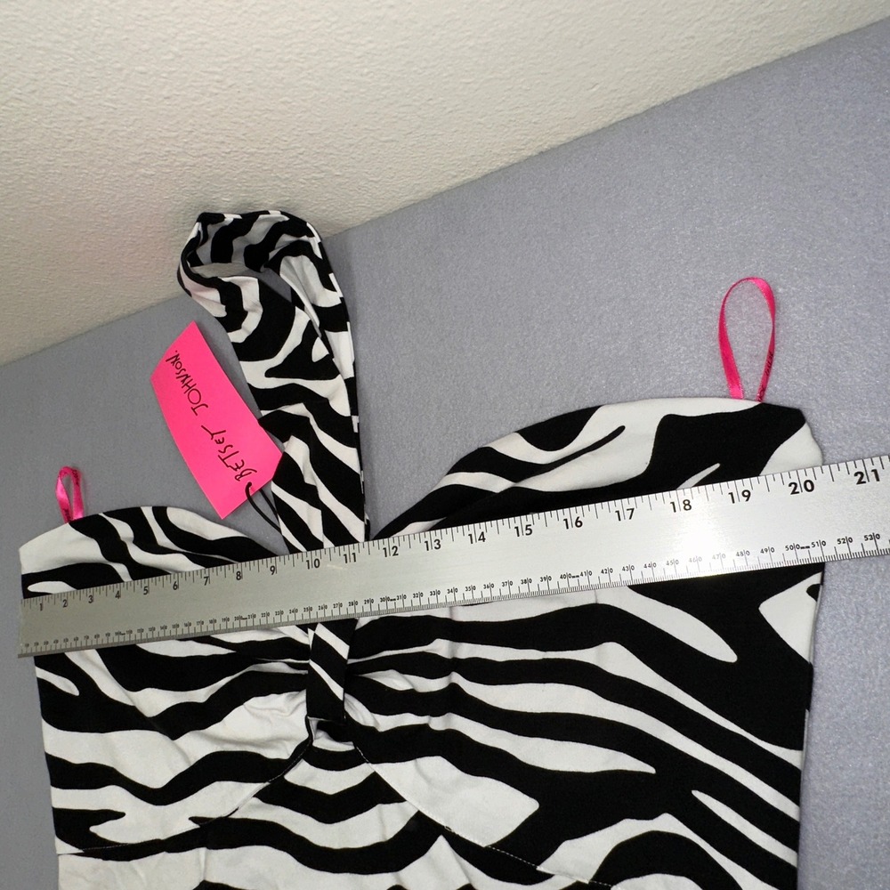 Betsey Johnson Izzy Halter Dress Womens XXL Sonic White Black Zebra NWT $99 - Picture 4 of 9
